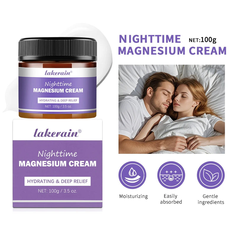 Lotion au magnésium, Crème de nuit au magnésium, Soin à la lavande pour les jambes, les bras et le décolleté, Aide naturelle pour un sommeil profond, Hydratant, Réparateur après-soleil