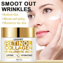 Crème visage au rétinol, hydratante et anti-rides, à base de collagène et d'acide hyaluronique, pour femmes et hommes.