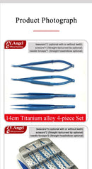 Ophthalmic Microscopic Instruments Scissors+Needle Holder+Tweezers with Surgical Box Titanium Alloy Ophthalmic Surgical Tools