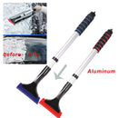 Raspador de Hielo de Aluminio Extensible con Cepillo para Nieve para Parabrisas de Coche, Pala de Nieve Telescópica Extralarga