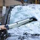 Raspador de Hielo de Aluminio Extensible con Cepillo para Nieve para Parabrisas de Coche, Pala de Nieve Telescópica Extralarga