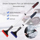 Raspador de Hielo de Aluminio Extensible con Cepillo para Nieve para Parabrisas de Coche, Pala de Nieve Telescópica Extralarga