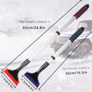 Raspador de Hielo de Aluminio Extensible con Cepillo para Nieve para Parabrisas de Coche, Pala de Nieve Telescópica Extralarga