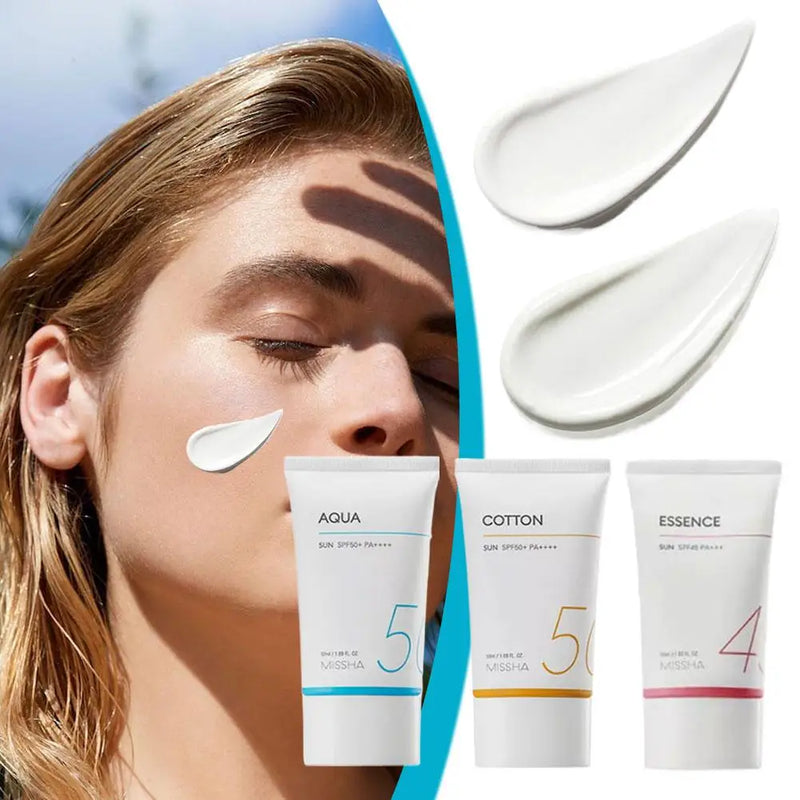 Missha Moisturizing Sunscreen AQUA Essence Bright White Waterproof Sun Protection  Soothing natural plant essences Korean Fans