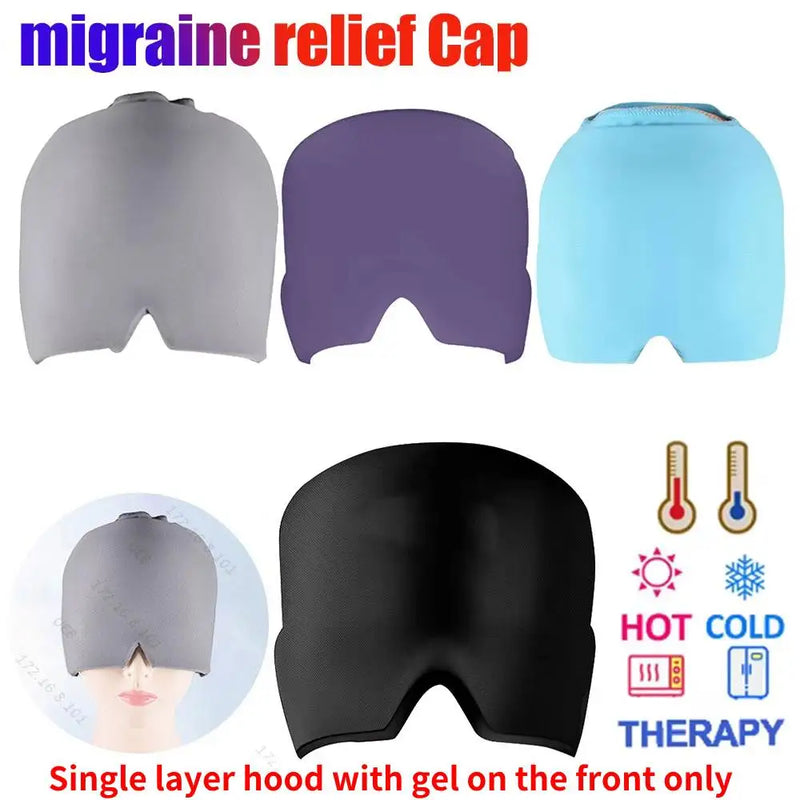 Gorro para aliviar migrañas con compresas de gel, gorro de terapia de frío, envoltura de hielo para la cabeza, antifaz para aliviar la presión y el dolor