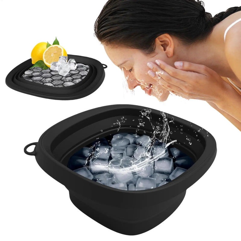 Bol de bain de glace pliable pour le visage pour femmes et jeunes filles, outil de soins de la peau du visage, lavabo de thérapie par le froid en silicone, bol de trempage facial portable
