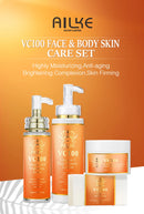 AILKE Vitamin C Whitening Kit For Women, Even Skin Tone, Clean Skin, Moisturizing, Anti Wrinkles, Skin Glowing Beauty Set