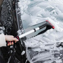 Raspador de Hielo de Aluminio Extensible con Cepillo para Nieve para Parabrisas de Coche, Pala de Nieve Telescópica Extralarga