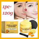Turmeric Vitamin C Clay Mask Deep Cleansing Facial Improves Dark Spots Acne Hydrating Skin Care Tightens Skin Evens Skin Tone