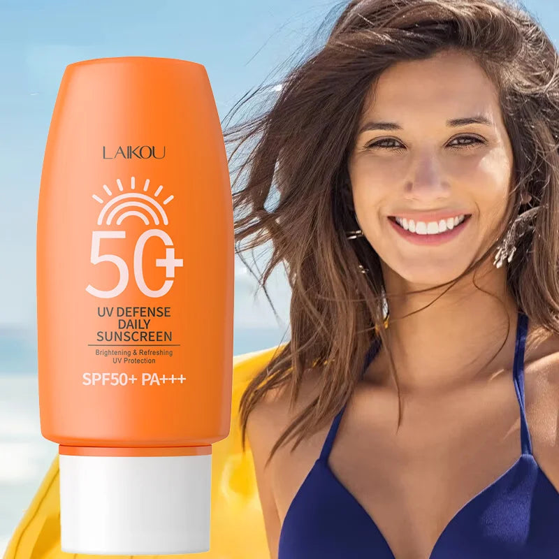 LAIKOU Protector solar facial FPS 50+, protector solar facial de doble tubo, multiefecto Pa+++, 50 g