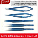 Ophthalmic Microscopic Instruments Scissors+Needle Holder+Tweezers with Surgical Box Titanium Alloy Ophthalmic Surgical Tools