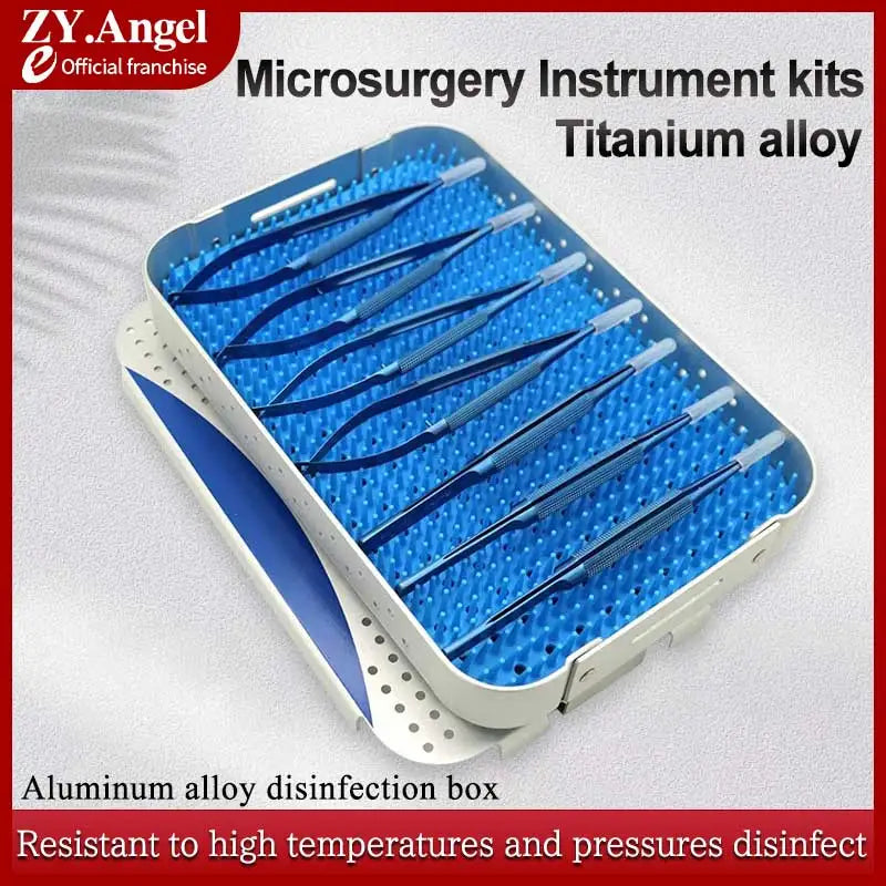 Ophthalmic Microscopic Instruments Scissors+Needle Holder+Tweezers with Surgical Box Titanium Alloy Ophthalmic Surgical Tools