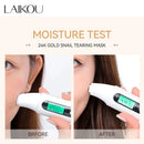 LAIKOU Mascarilla de colágeno de caracol de oro de 24 quilates, mascarilla facial exfoliante, antiarrugas, blanqueadora, elimina puntos negros, mascarilla facial desprendible, producto para la piel